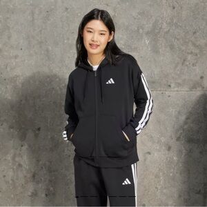 ADIDAS 🆕 ESSENTIALS 3-STRIPES FULL-ZIP FLEECE HOODIE. Sz L